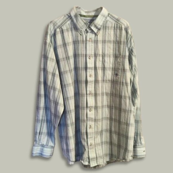 Ariat Plaid Button Down Shirt Long Sleeves Breathable Mesh Yoke Blue Men's XXL - Picture 1 of 13